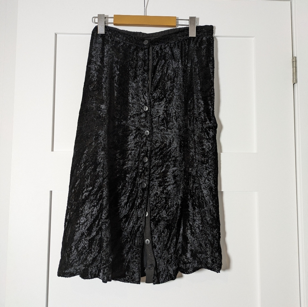 Sold014_Vintage April Cornell velvet crush button down skirt